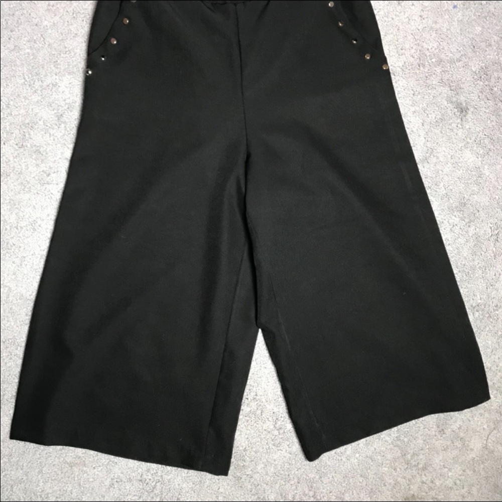 IMAN Black Cropped Wide Leg Trousers - Picture 6 of 8